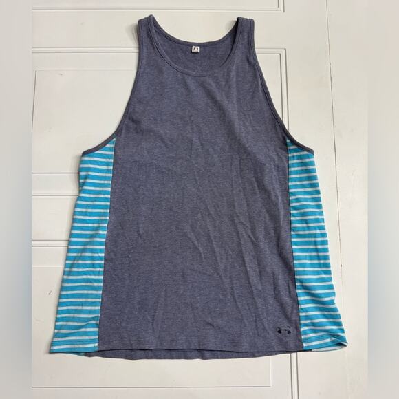 Under Armour Womens Gray Blue White Side Stripe Tank Top Size Large - Picture 1 of 6